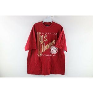 Vintage 90s Mens XL Faded US Marines Quantico Virginia Spell Out T-Shirt USA